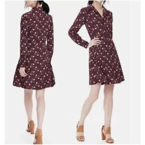 BANANA REPUBLIC Collared Button Down Pleated Floral Paisley Dress // 4